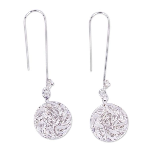 Alternate image for Filigree Silver Dangle Earrings Nautilus Treasure