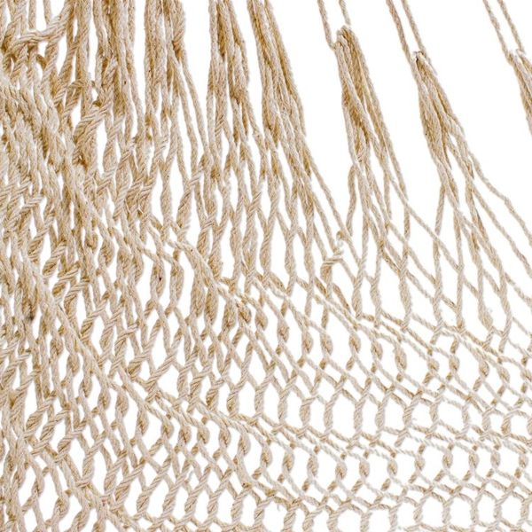 Alternate image for Ivory Fringed Cotton Rope Mayan Hammock Swing from Mexico Sea Breezes in Ivory