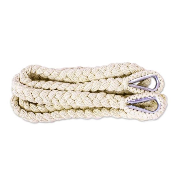 Alternate image for Ivory Fringed Cotton Rope Mayan Hammock Swing from Mexico Sea Breezes in Ivory