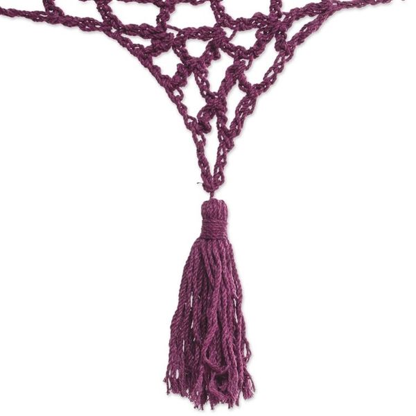 Alternate image for Burgundy Tasseled Cotton Hammock Triple from Mexico Veranda in Bordeaux
