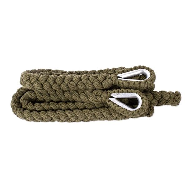 Alternate image for Tasseled Cotton Rope Mayan Hammock Swing from Mexico Ocean Seat in Olive Green