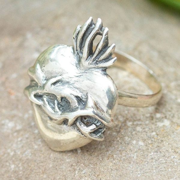 Alternate image for Heart of Jesus Sterling Silver Cocktail Ring from Mexico Blessed Heart