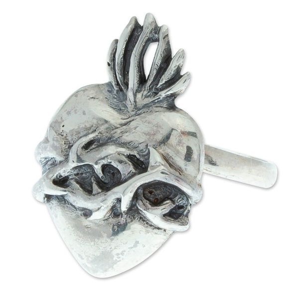 Alternate image for Heart of Jesus Sterling Silver Cocktail Ring from Mexico Blessed Heart