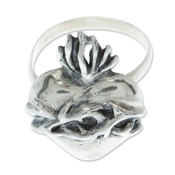 Alternate image for Heart of Jesus Sterling Silver Cocktail Ring from Mexico Blessed Heart