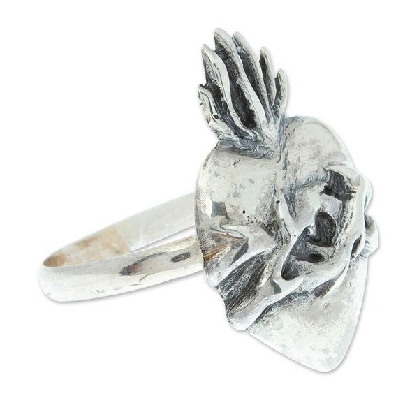 Alternate image for Heart of Jesus Sterling Silver Cocktail Ring from Mexico Blessed Heart