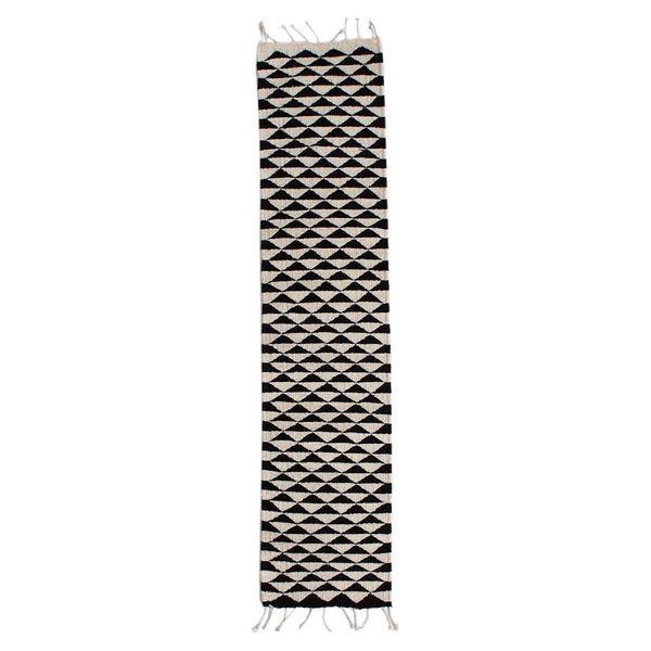 Alternate image for Black and Ecru Triangle Motif Table Runner 39 Inch Mountains of Teotitln
