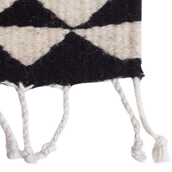 Alternate image for Black and Ecru Triangle Motif Table Runner 39 Inch Mountains of Teotitln