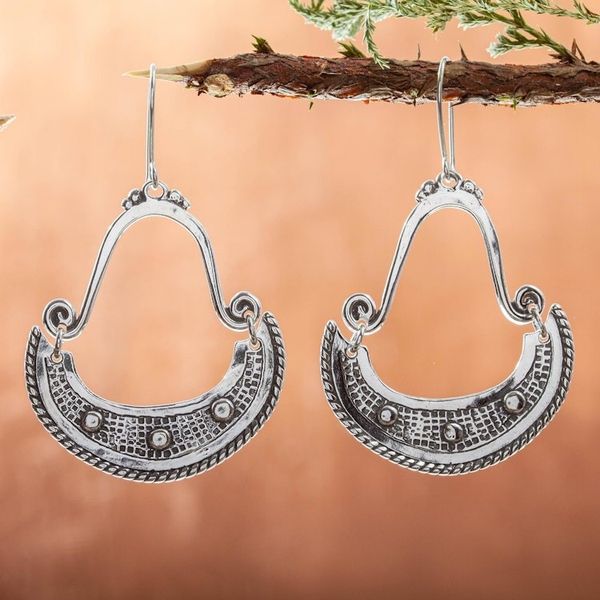 Alternate image for Sterling Silver Crescent Dangle Earrings Tarascan Crescents
