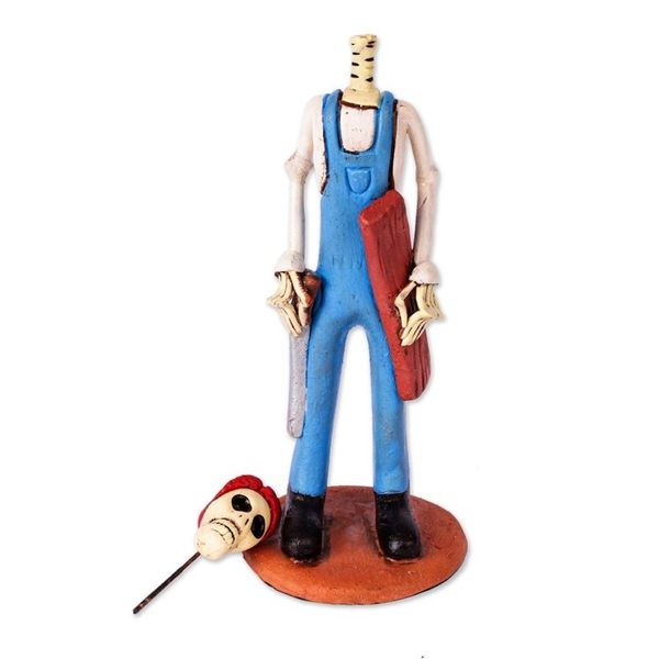 Alternate image for Hand Painted Ceramic Catrin Sculpture Carpenter Catrin