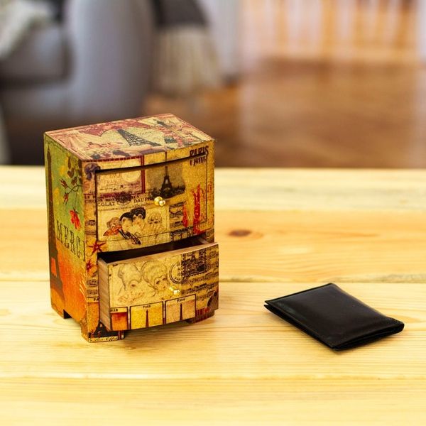Alternate image for Artisan Crafted Wood Decoupage Jewelry Chest Carlotas Secret