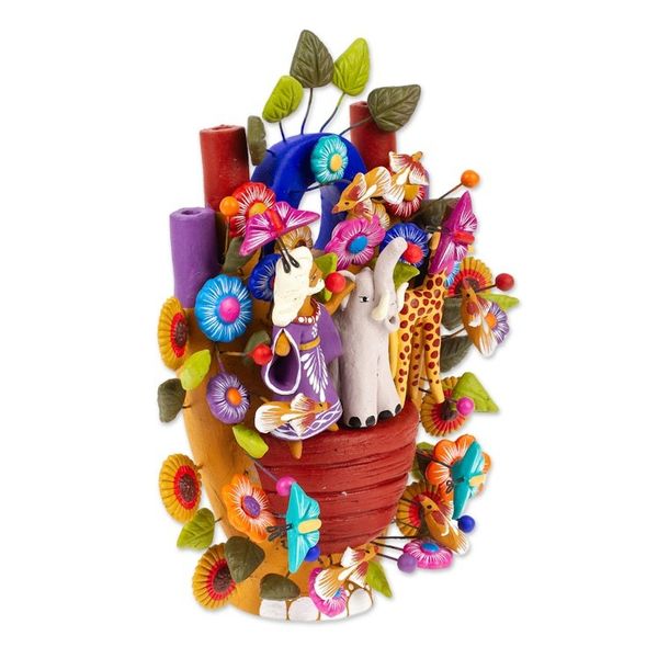 Alternate image for Hand-Painted Ceramic Noahs Ark Sculpture from Mexico Savior of Animals