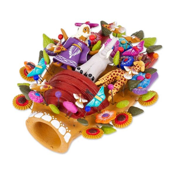 Alternate image for Hand-Painted Ceramic Noahs Ark Sculpture from Mexico Savior of Animals