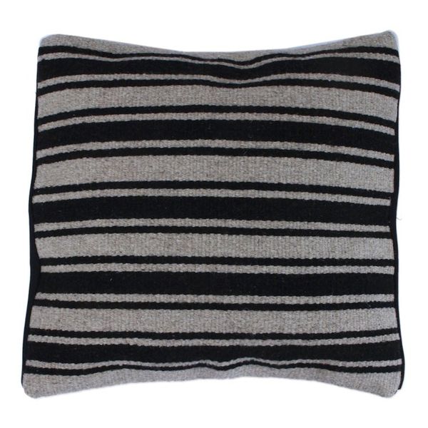 Alternate image for Handwoven Striped Wool Cushion Cover from Mexico Duality Stripes