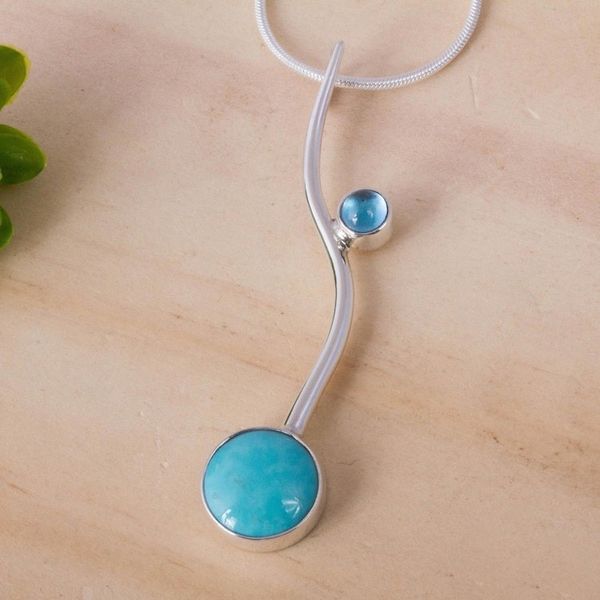 Alternate image for Collectible Taxco Silver Natural Turquoise Necklace Taxco Eclipse