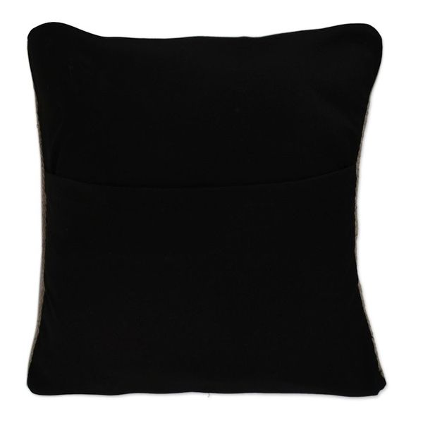 Alternate image for Handwoven Striped Wool Cushion Cover from Mexico Duality Stripes