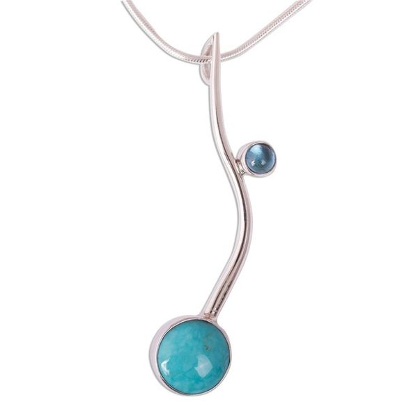 Alternate image for Collectible Taxco Silver Natural Turquoise Necklace Taxco Eclipse