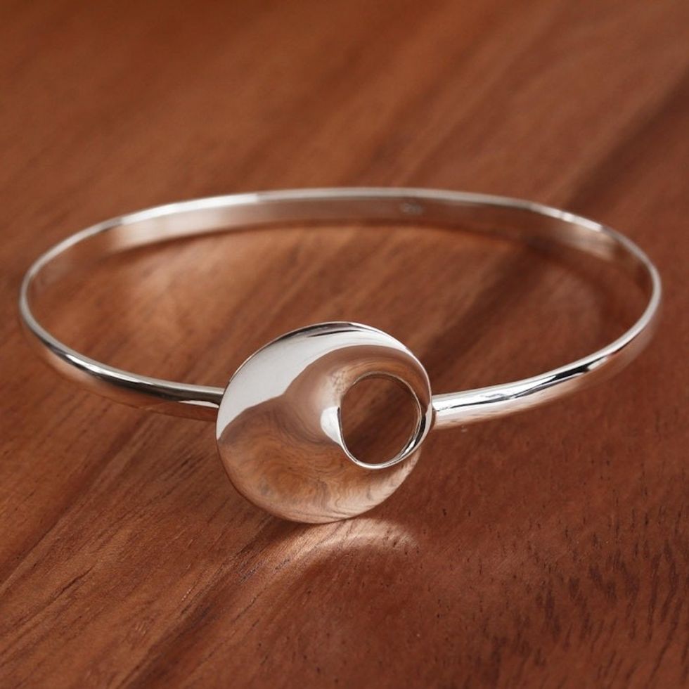 Modern Sterling Silver Pendant Bracelet from Mexico 'Modern Orbit'