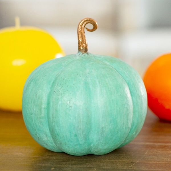 Alternate image for Antiqued Copper Pumpkin Decorative Figurine from Mexico Antique Pumpkin