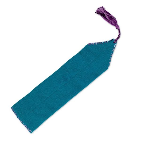 Alternate image for Green Hand Woven Cotton Bookmark with Embroidery Storyline