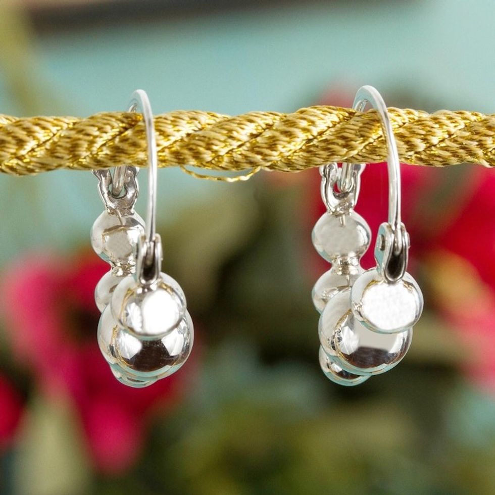 Bubble-Shaped Sterling Silver Hoop Earrings from Mexico 'Appealing Bubbles'
