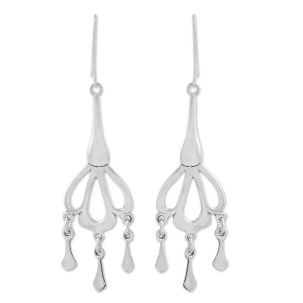 Alternate image for Sterling Silver Drop-Shaped Chandelier Earrings from Mexico Seashell Rain