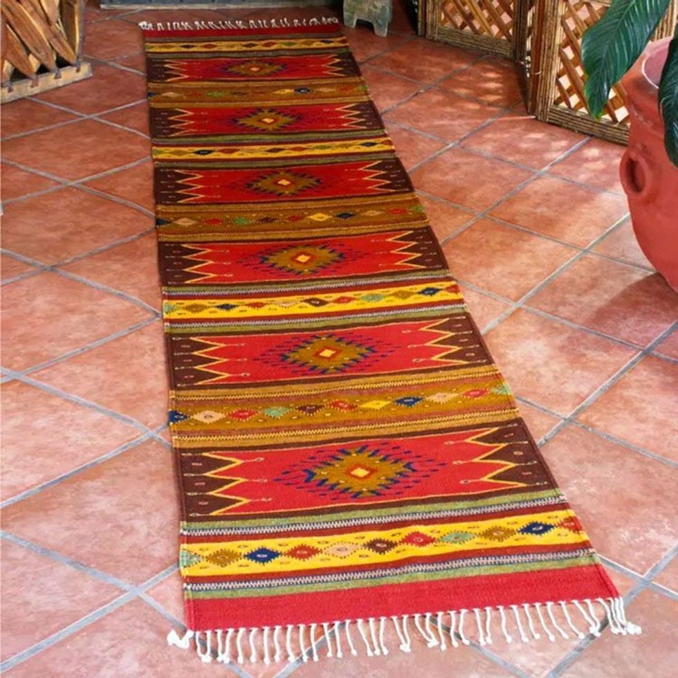 Unique Zapotec Wool Area Rug 2.5 X 10 'Lavish Earth'