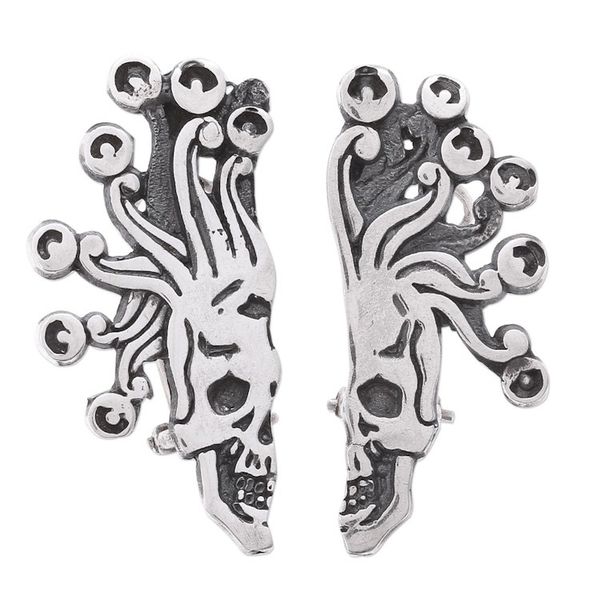 Alternate image for Sterling Silver Aztec God of Death Drop Earrings Miquiztli