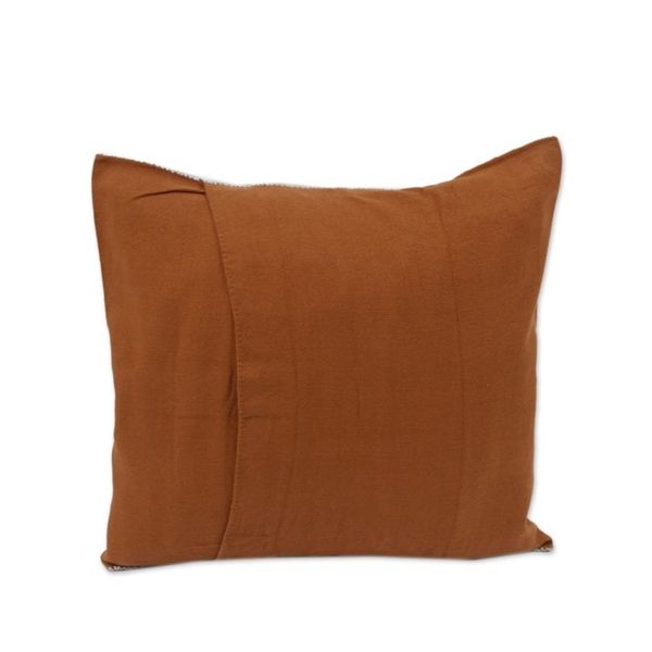 Alternate image for Spice Brown and Grey Diamond Brocade Cotton Cushion Cover Earthen Trellis