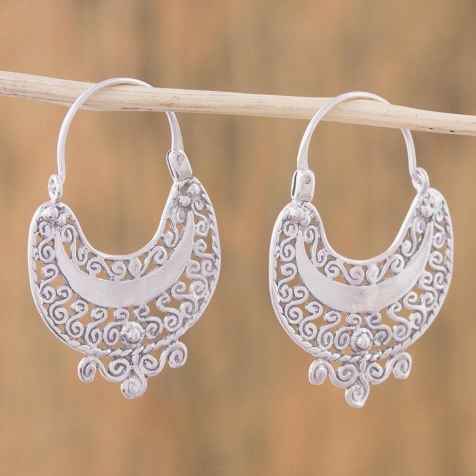 Sterling Silver Filigree Earrings from Mexico 'Curlicue'