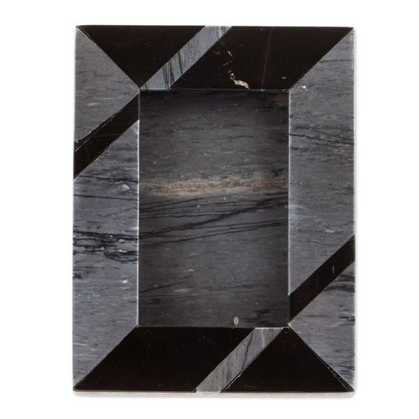 Alternate image for Modern Grey Marble Photo Frame from Mexico 4x6 Modern Lines in Grey