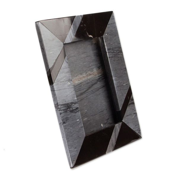 Alternate image for Modern Grey Marble Photo Frame from Mexico 4x6 Modern Lines in Grey