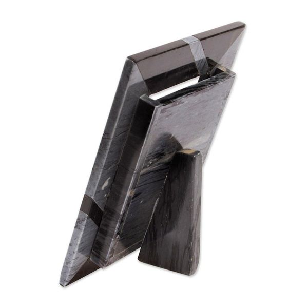 Alternate image for Modern Grey Marble Photo Frame from Mexico 4x6 Modern Lines in Grey