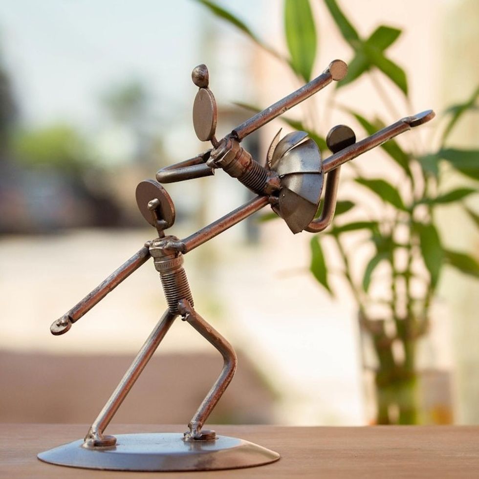 Unique Dance and Music Recycled Metal Sculpture from Mexico 'Heavenly Dancers'
