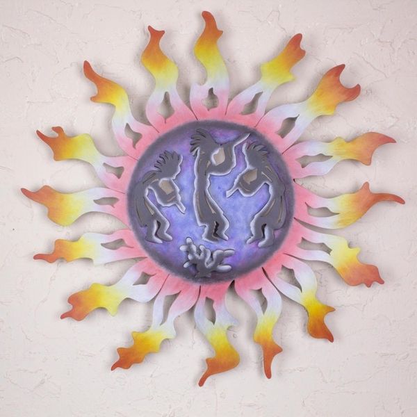 Alternate image for Mexico Modern Kokopelli Steel Wall Art Sun Sculpture Kokopelli Sun Dancers