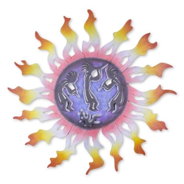 Alternate image for Mexico Modern Kokopelli Steel Wall Art Sun Sculpture Kokopelli Sun Dancers