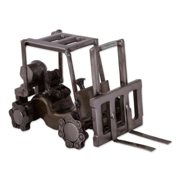 Alternate image for Upcycled Metal Auto Part Mini Forklift Sculpture from Mexico Mini Forklift