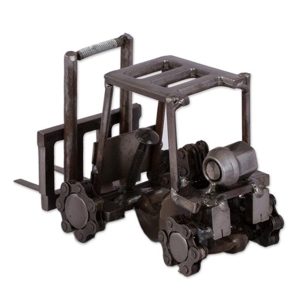 Alternate image for Upcycled Metal Auto Part Mini Forklift Sculpture from Mexico Mini Forklift