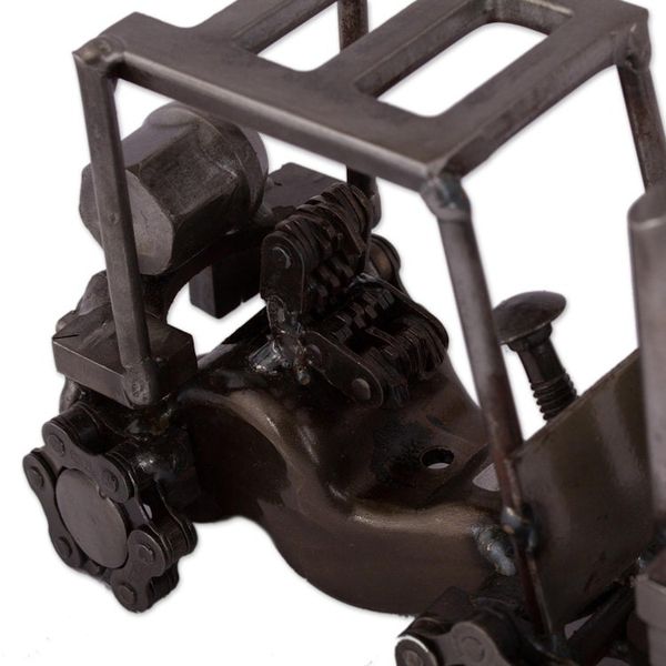 Alternate image for Upcycled Metal Auto Part Mini Forklift Sculpture from Mexico Mini Forklift