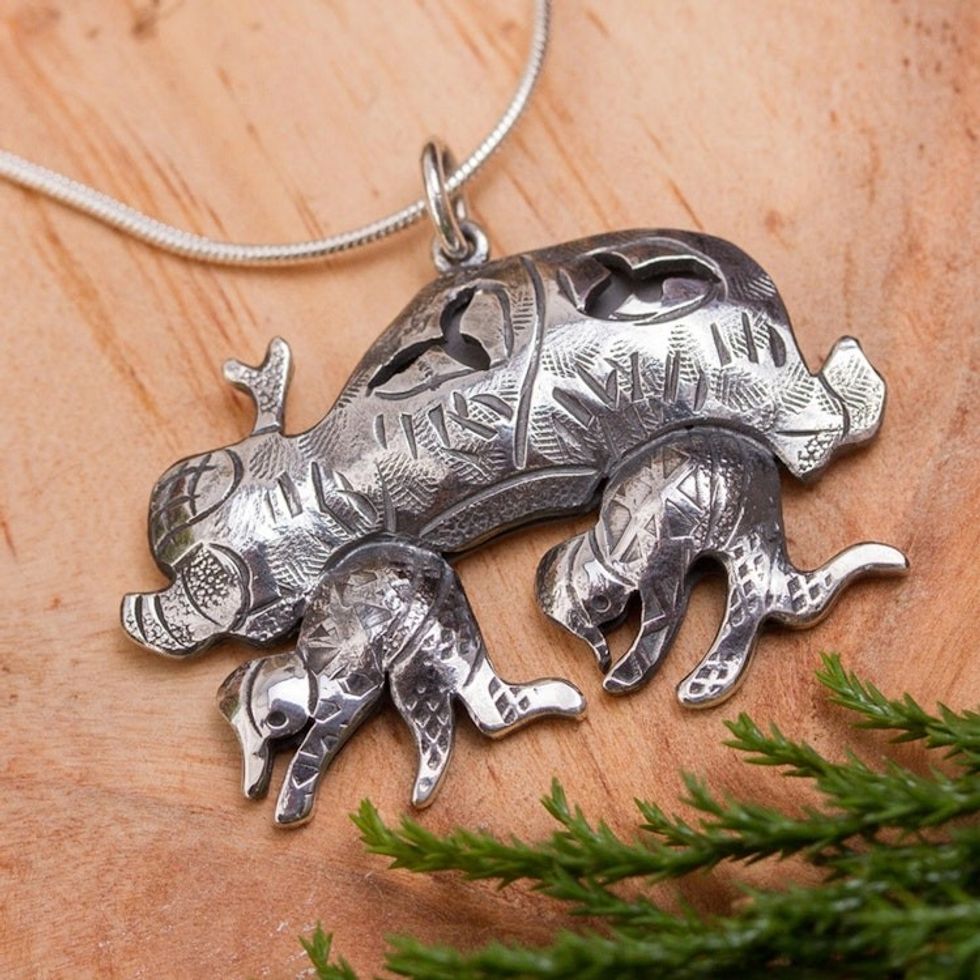 Sterling silver pendant necklace 'Human Automobile'