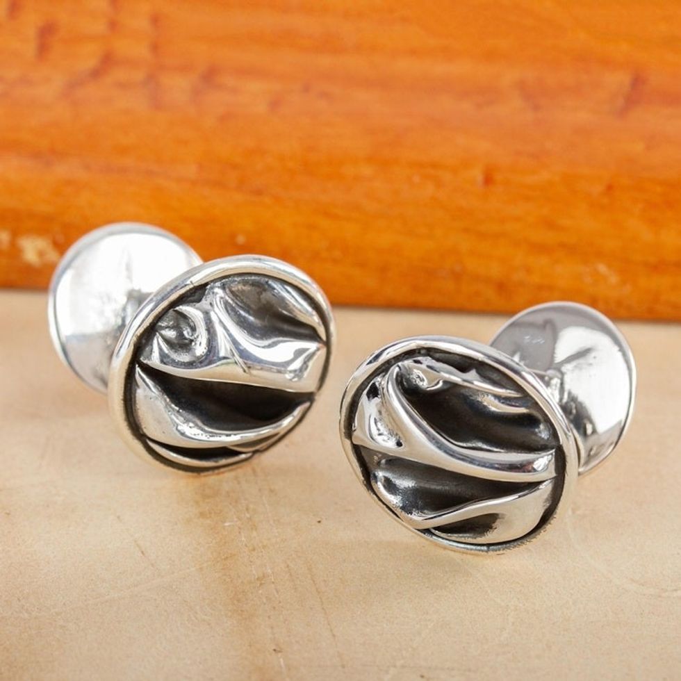 Unique Modern Fine Silver Cufflinks 'The Sierra'