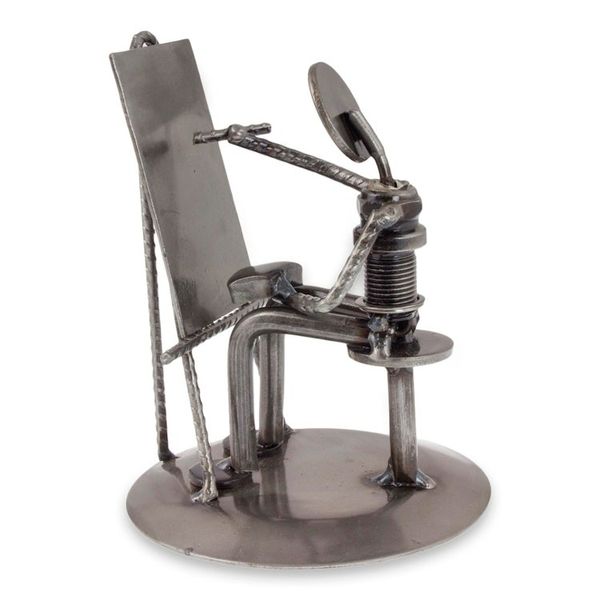 Alternate image for Handcrafted Recycled Metal and Auto Part Painter Sculpture Rustic Artist at Work
