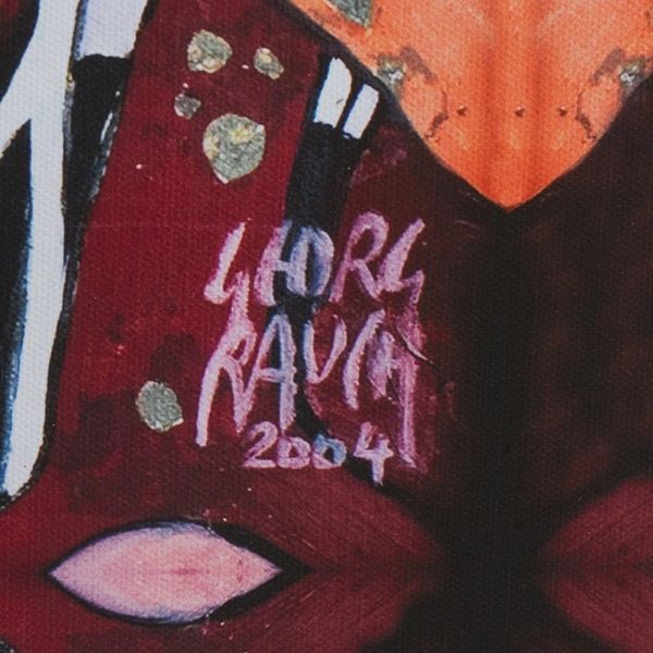 Alternate image for Signed Surrealist Gicle Artwork of Trees in Red from Mexico Red Roots with Gold