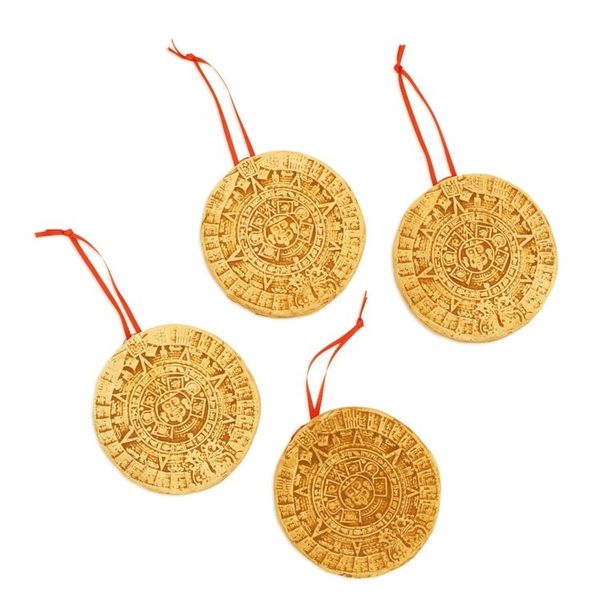Alternate image for Ceramic Aztec Calendar Ornaments from Mexico Set of 4 Aztec Cosmos