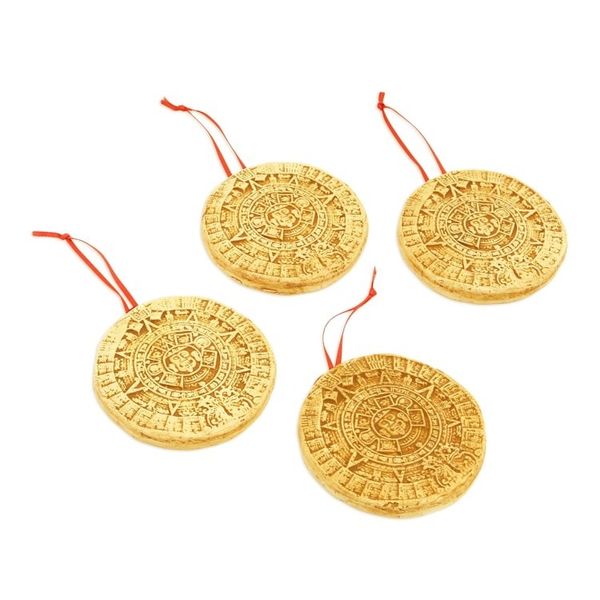 Alternate image for Ceramic Aztec Calendar Ornaments from Mexico Set of 4 Aztec Cosmos