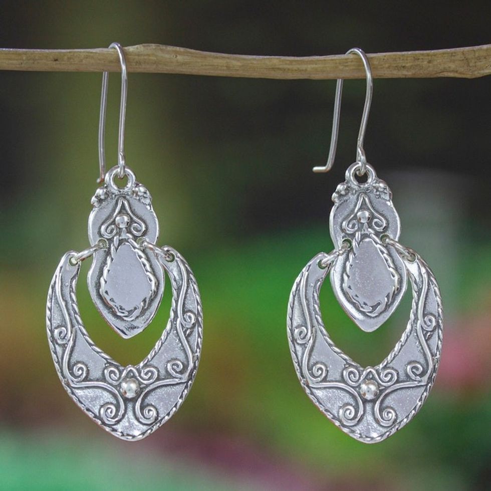 Belle Epoque Silver Earring Design 'Baroque Medallion'