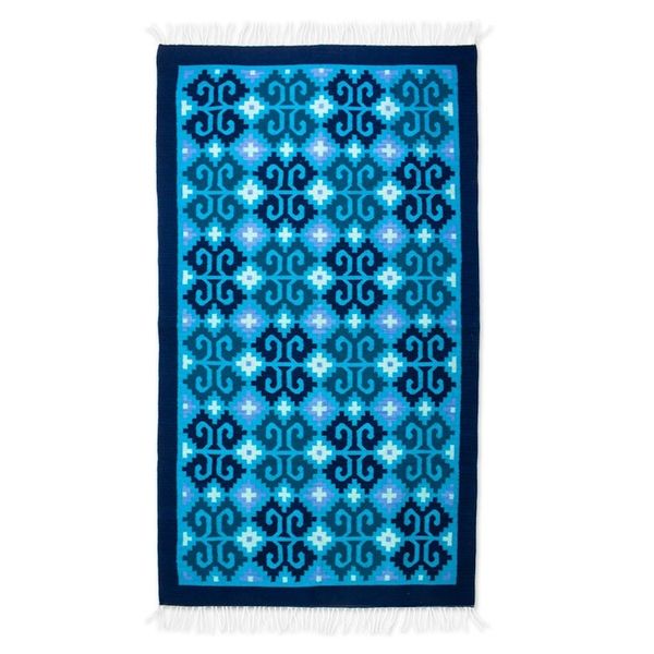 Alternate image for Zapotec wool rug 4x6.5 Seashells