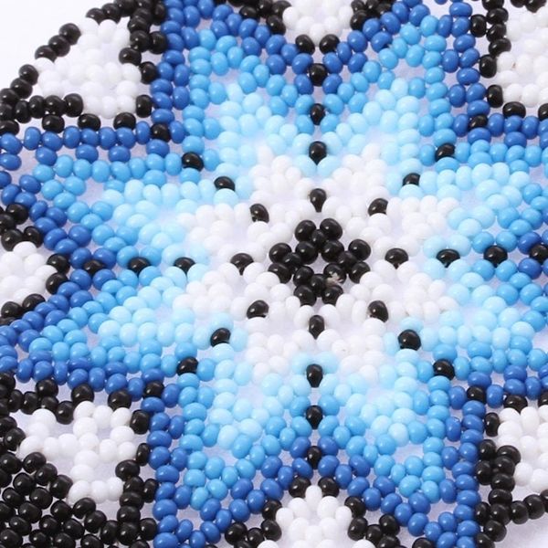 Alternate image for Huichol Glass Beaded Necklace in Blue from Mexico Icy Huichol