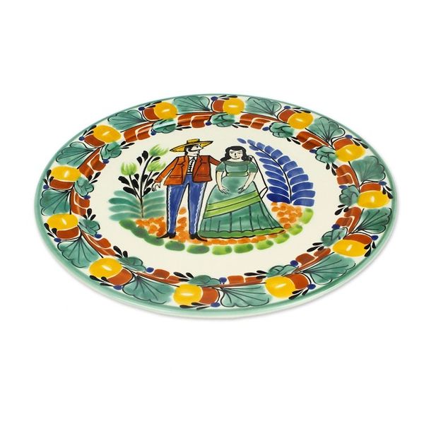 Alternate image for Majolica ceramic plate Colonial Couple