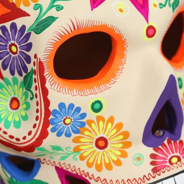 Alternate image for Floral Skull Ceramic Tealight Holder from Mexico Floral Skull