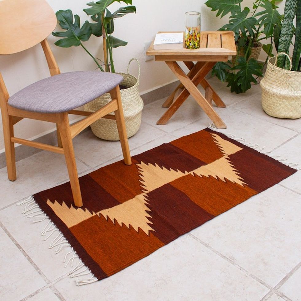 Zapotec wool rug 2x3.5 'Mountain Paths'